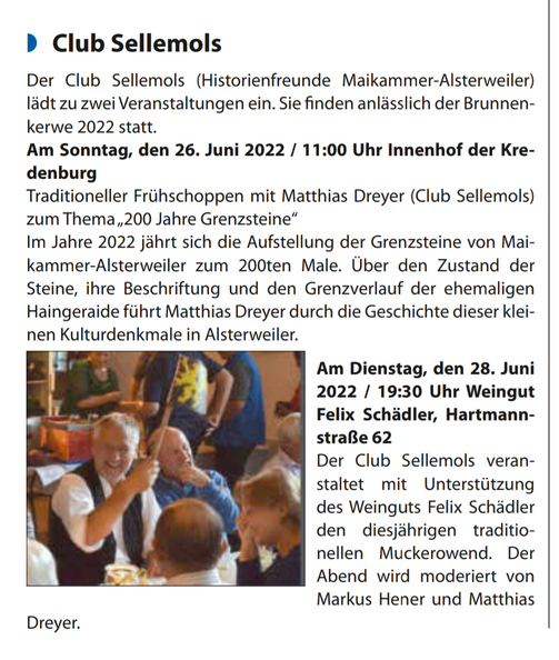 Alsterweiler Brunnenkerwe 2022 Club Sellemols NR-Blatt 2022 25 Seite 25-a